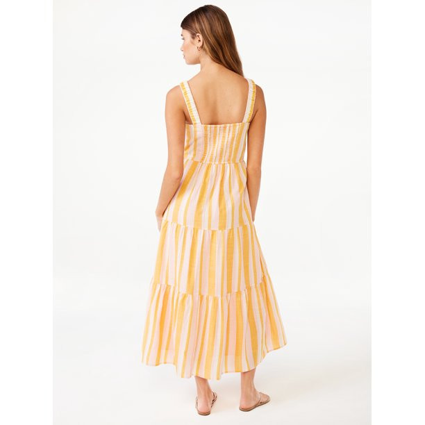 Free Assembly Women's Sleeveless Square Neck Maxi Dress with Elastic Straps, Sizes XS-XXL | Walmart (US)