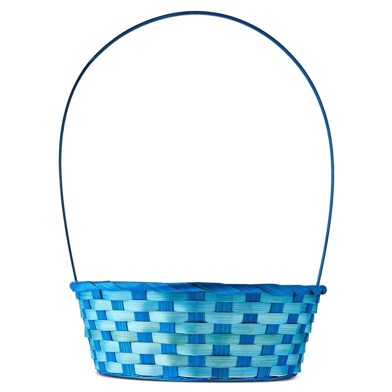Round Bamboo Basket, Blue, 10" x 15", Easter by Way To Celebrate | Walmart (US)