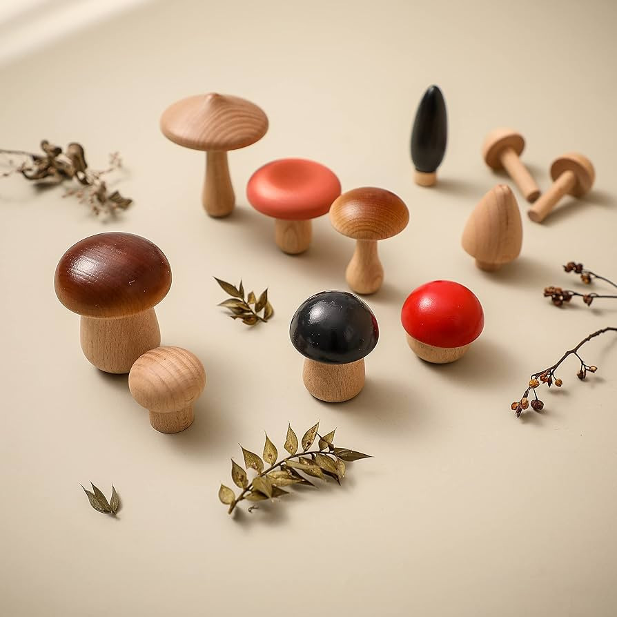 Wooden Mushrooms Decor Toy Mushroom Decor Aesthetic Party Decorations Natural Wooden Mushrooms fo... | Amazon (US)
