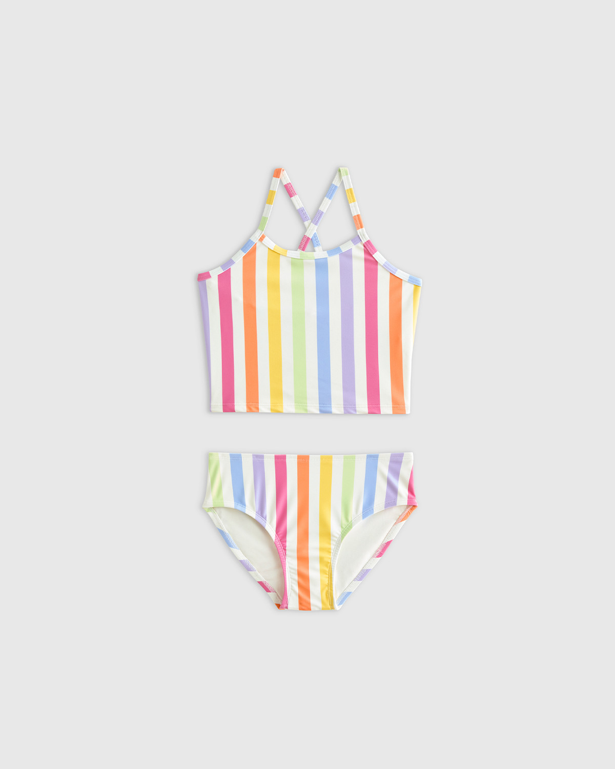 Quince | Tank Topini Swimsuit in Rainbow Stripe, Size 12, Recycled Polyester / Spandex | Quince