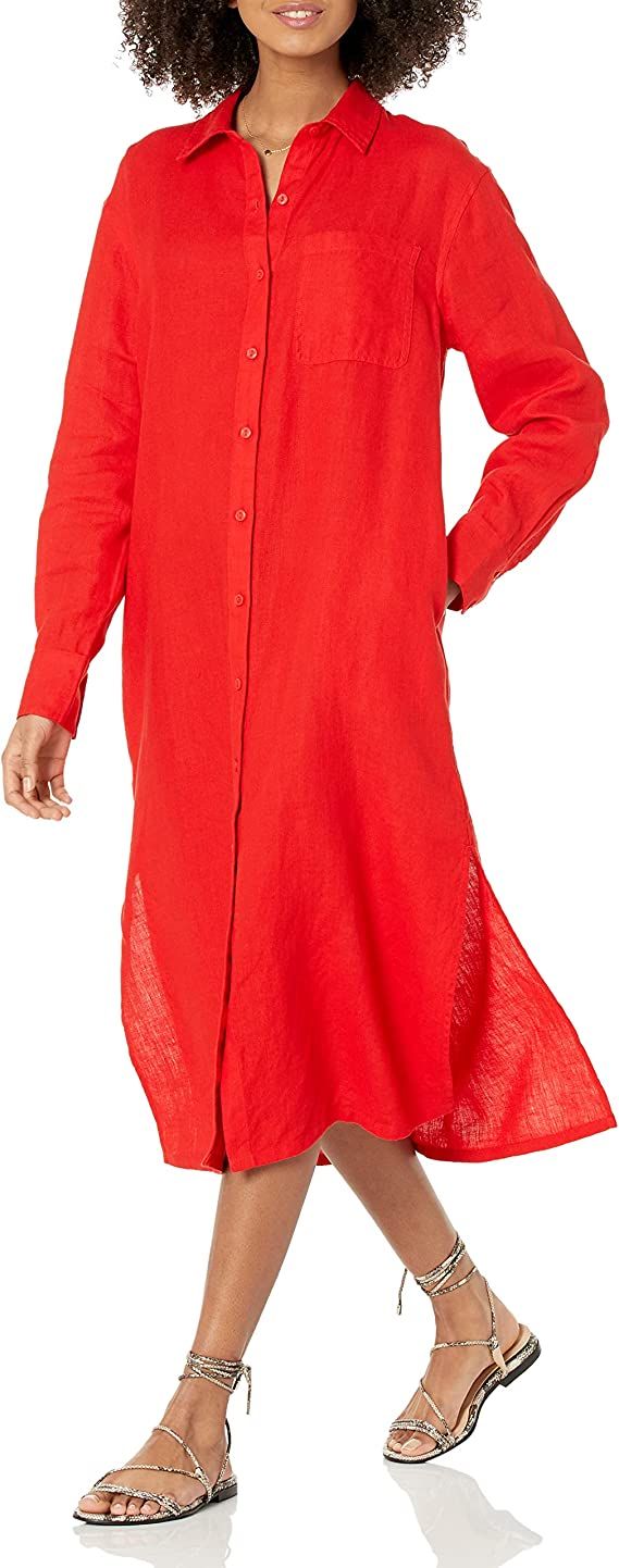 The Drop Women's Fiona Relaxed Linen Midi Shirt Dress | Amazon (US)
