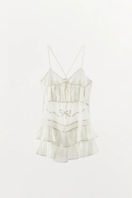 SHORT DRESS WITH TIES AND RUFFLES | Zara UK
