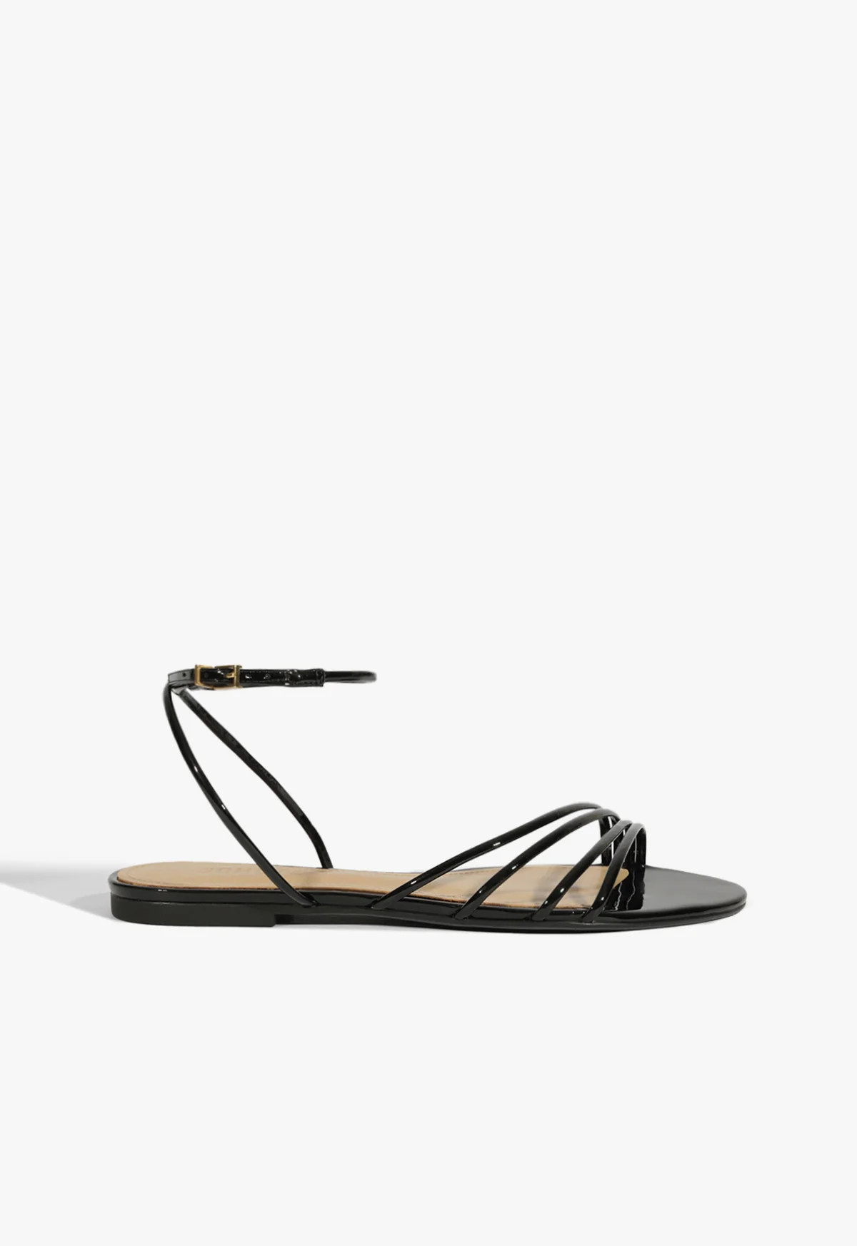 Inez Flat Sandal | Black Patent Leather | Schutz (US)