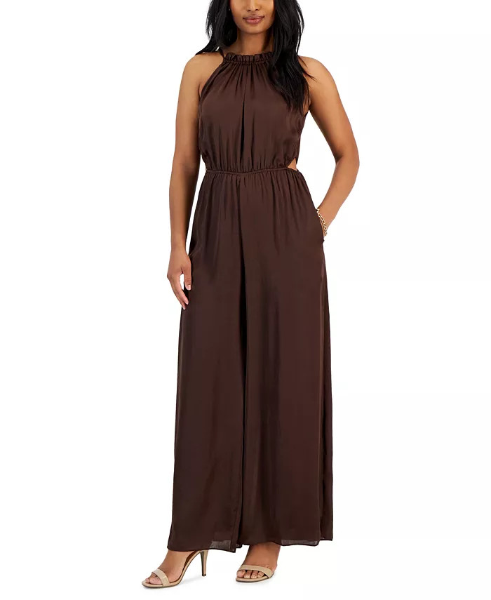Taylor Women's Side-Cutout Halter-Neck Jumpsuit - Macy's | Macys (US)