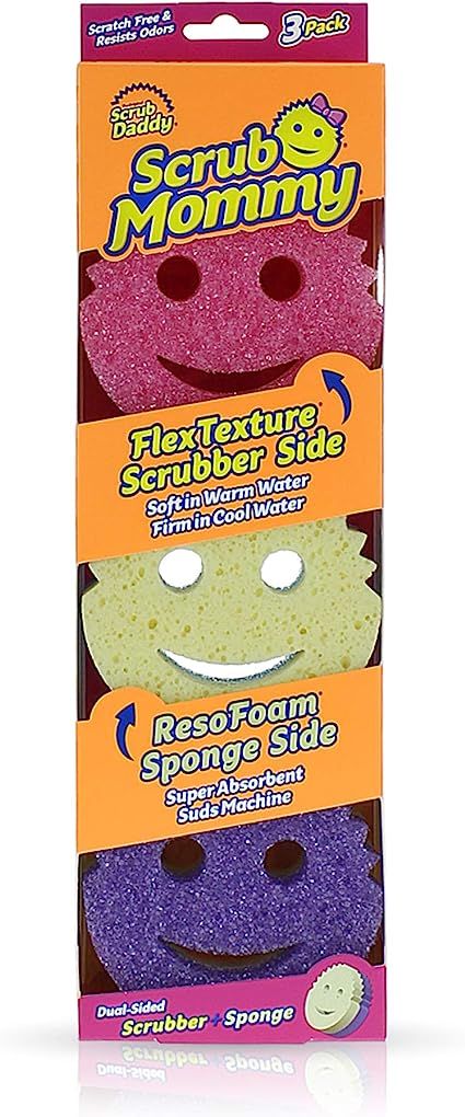 Scrub Daddy Scrub Mommy Dual-Sided Scrubber and Sponge - Scratch Free & Resists Odors - 3 Count 1... | Amazon (US)