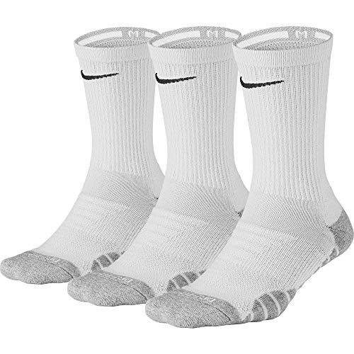 Nike Women's Everyday Max Cushion Training Crew Sock (3 Pair), Nike Socks with Cushioned Comfort & Dri-FIT Technology, White/Wolf Grey/Anthracite, S | Amazon (US)