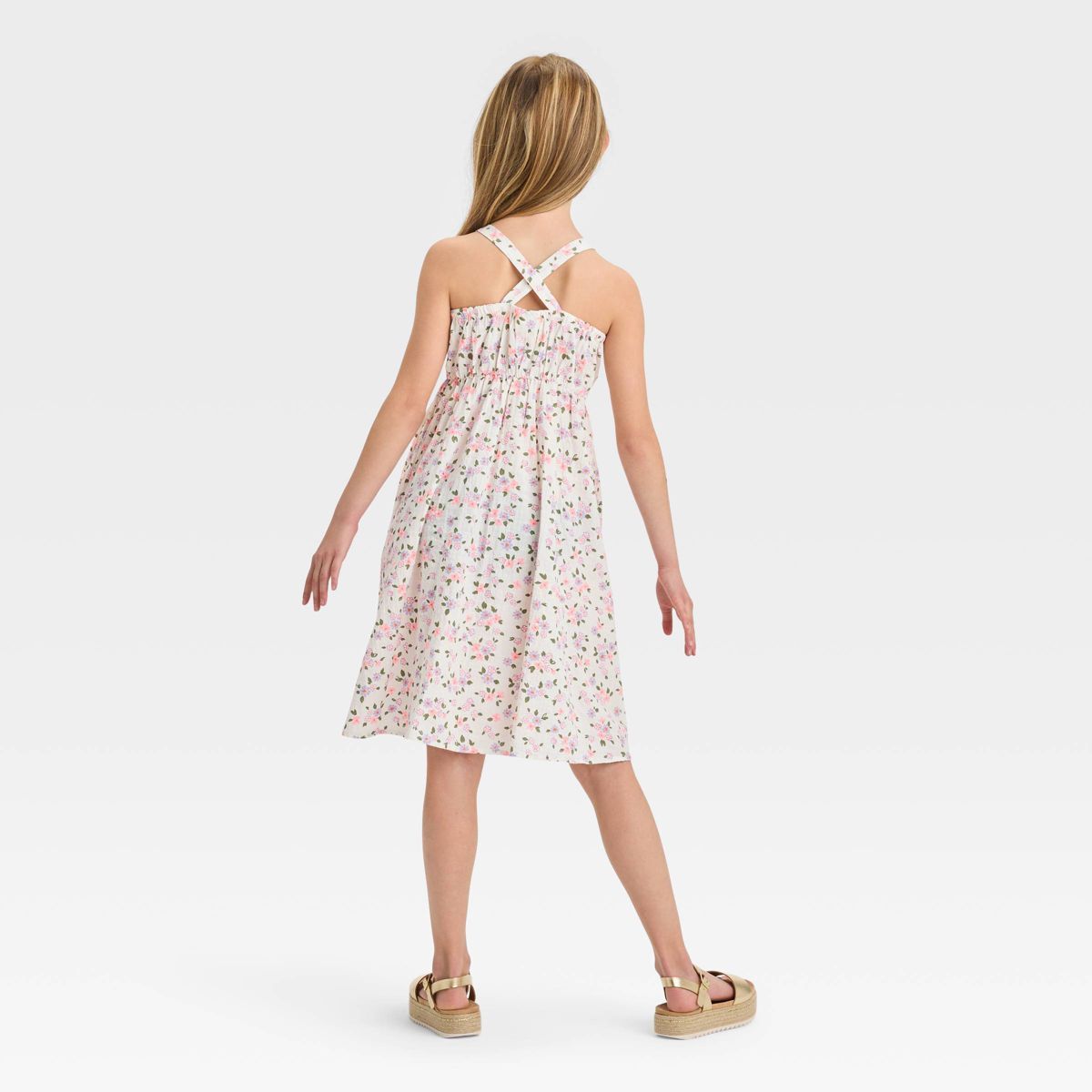 Girls' Sleeveless Woven Floral Midi Dress - Cat & Jack™ Cream S | Target