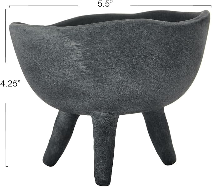 Creative Co-Op Boho Terracotta Footed Planter, Matte Black | Amazon (US)