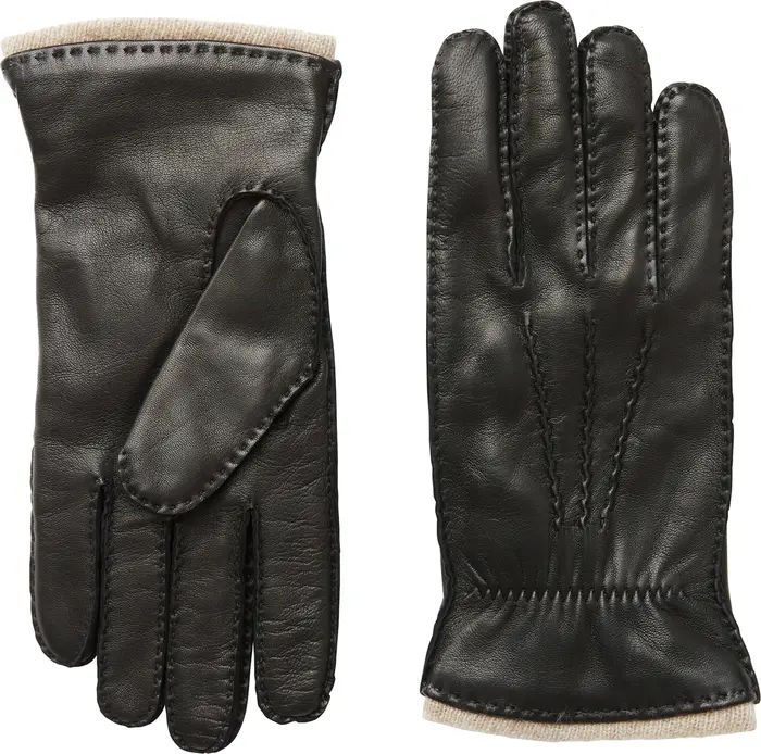 Bruno Magli Gathered Wrist Cashmere Lined Nappa Leather Gloves | Nordstrom | Nordstrom