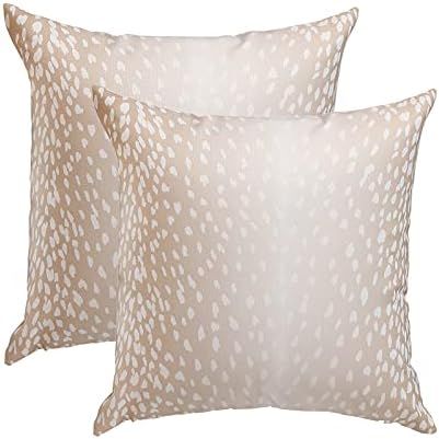 Set of 2 Antelope Pillow Covers, 18x18 Inch Soft Linen Faux Fawn Animal Print Modern Euro Throw Pill | Amazon (US)