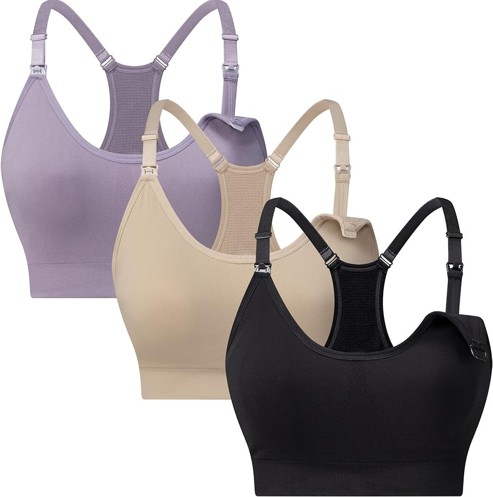 Suekaphin 3 Pack Sports Nursing Bra for Breastfeeding Supportive Bralette Pregnancy Maternity Wir... | Amazon (US)