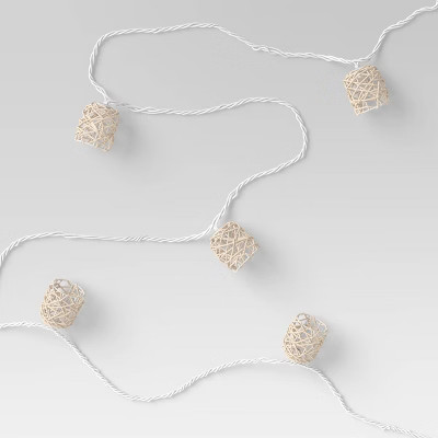 10ct Incandescent Mini Lights with Wrapped Rattan Hoods Brown - Opalhouse™ | Target