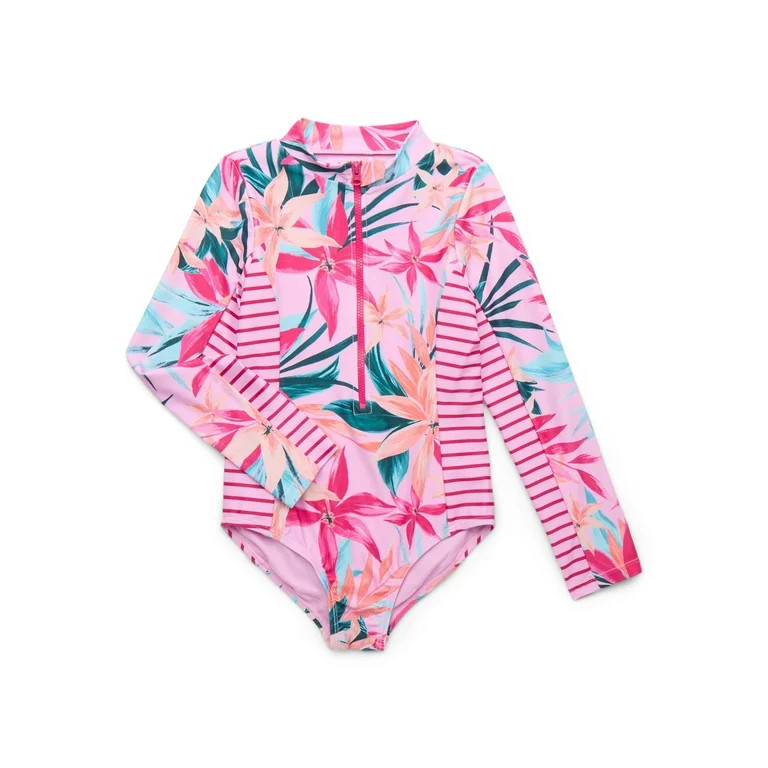 Jessica Simpson Girls Long Sleeve Swimsuit, 1-Piece, Sizes XS-XL | Walmart (US)