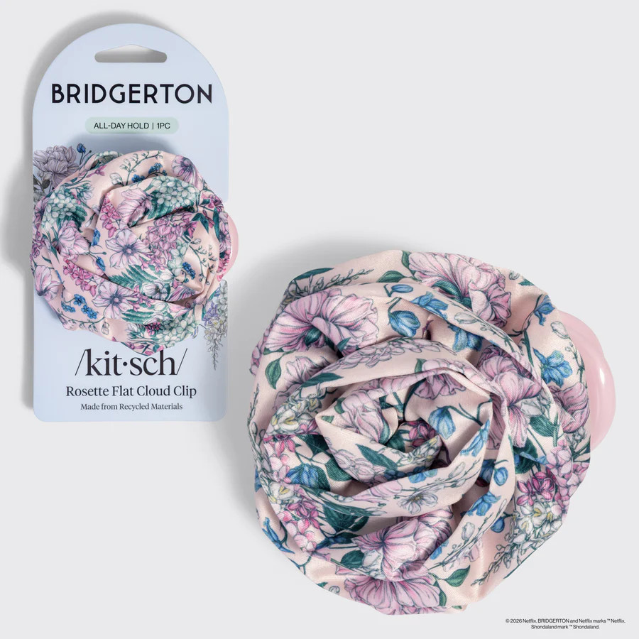 Bridgerton x Kitsch Satin Rosette Medium Flat Cloud Clip in Wisteria | Kitsch