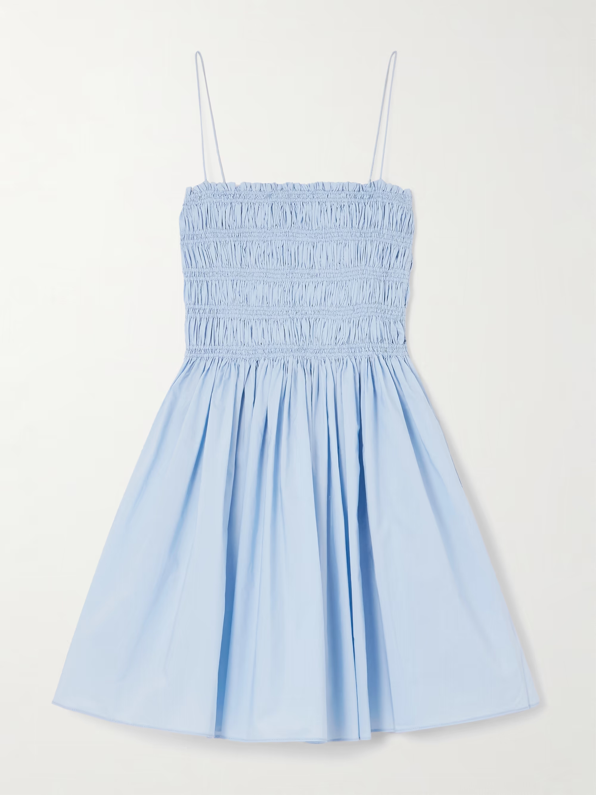 Shirred organic cotton-poplin mini dress | NET-A-PORTER (UK & EU)