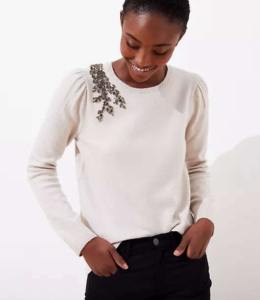 Crystal Flower Sweater | LOFT | LOFT