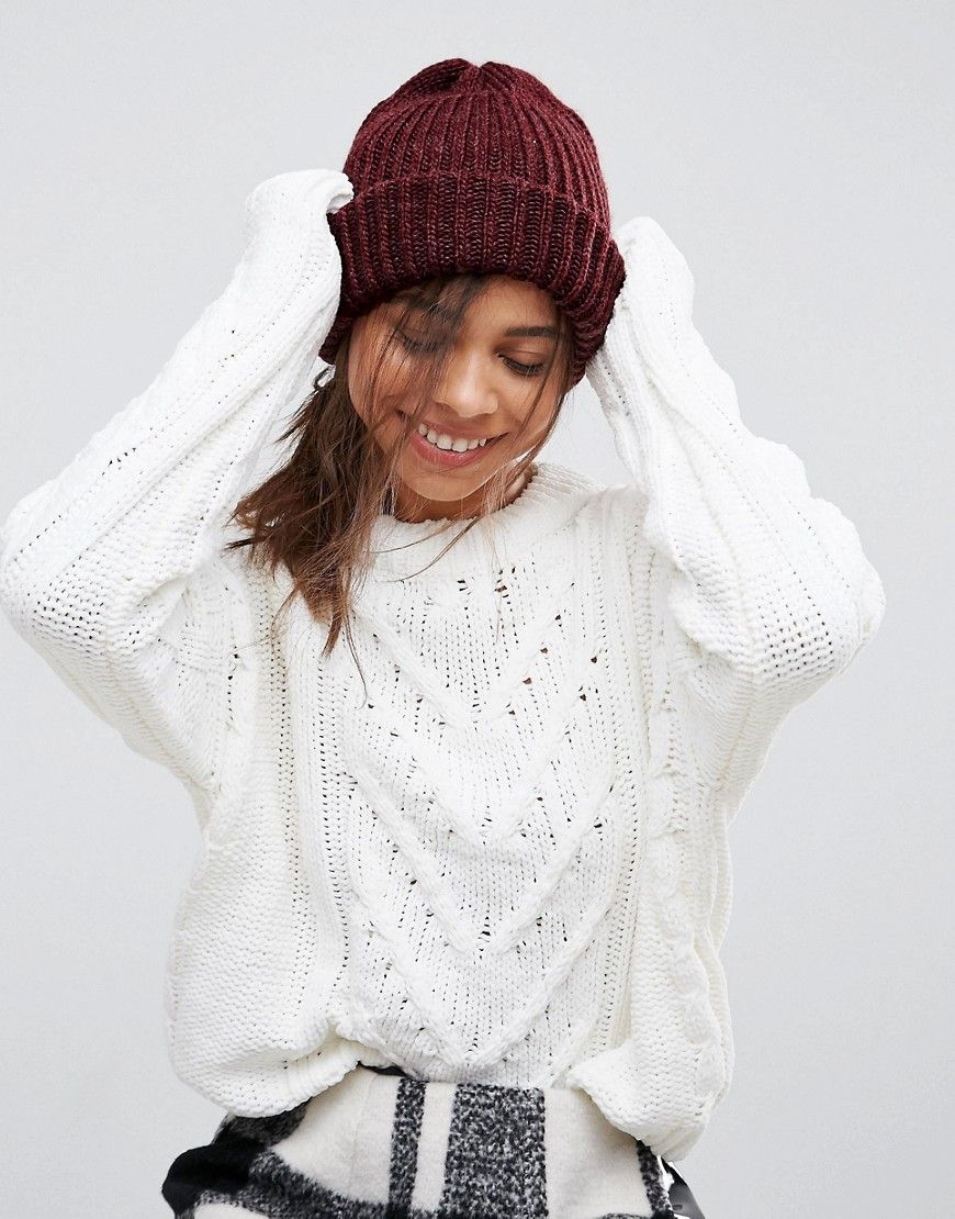 Pieces Poulula Knitted Beanie - Red | ASOS US