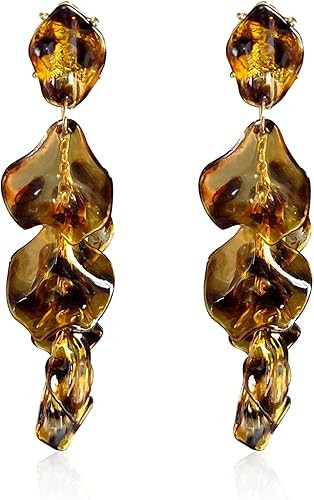 Long Acrylic Rose Petal Earrings Dangle Exaggerated Flower Earrings Drop Statement Floral Tassel ... | Amazon (US)