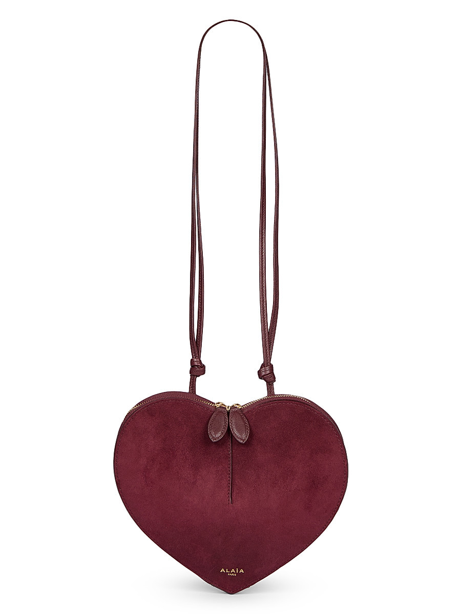 ALAÏA Women's Heart Suede & Leather Shoulder Bag - Rouge Grenat | Saks Fifth Avenue