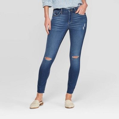 Women's High-Rise Distressed Skinny Jeans - Universal Thread&#153; Medium Wash | Target