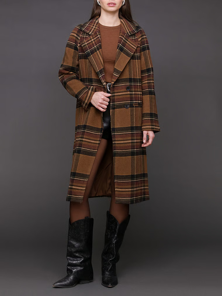 Buy Relaxed Fit Walker Coat, Black/Brown Plaid - Order Jackets & Outerwear online - Victoria's Se... | Victoria's Secret (US / CA )