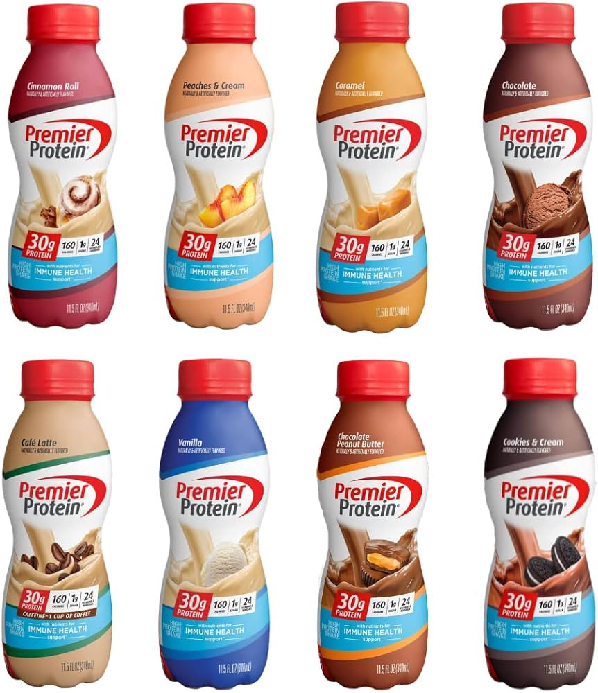 Premier Protein Shake, 8 Flavor Assorted Variety Pack, 30g Protein, 1g Sugar, 24 Vitamins & Miner... | Amazon (US)