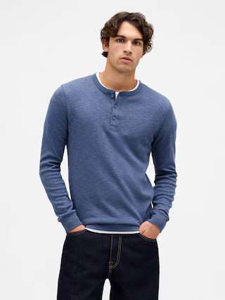 Double-Knit Henley T-Shirt | Gap (US)