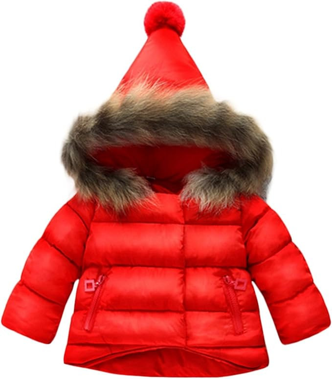 Jojobaby Baby Boys Girls Hooded Snowsuit Winter Warm Fur Collar Hooded Down Windproof Jacket Oute... | Amazon (US)