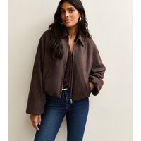 Women's Brown Faux Suede Bubblehem Bomber Jacket New Look | New Look (UK)