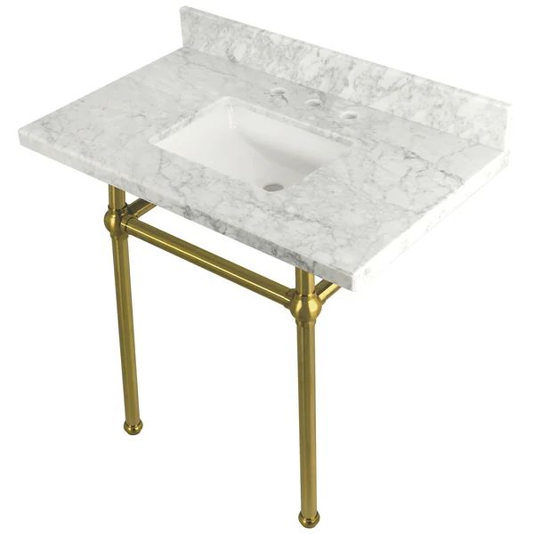 Carrara Marble 36" Single Bathroom Vanity Set | Wayfair North America