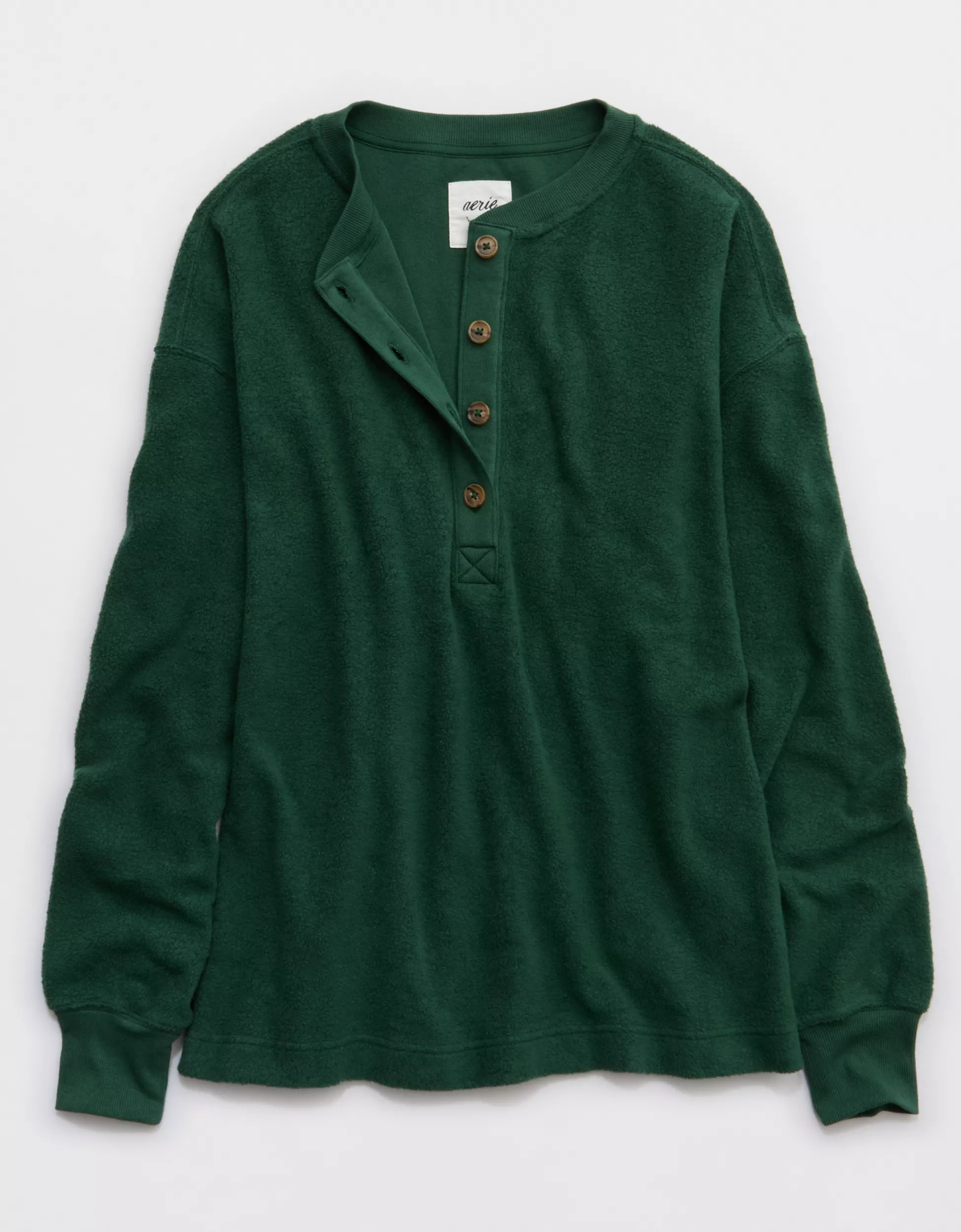 Aerie Sherpa Henley Sweatshirt | American Eagle Outfitters (US & CA)
