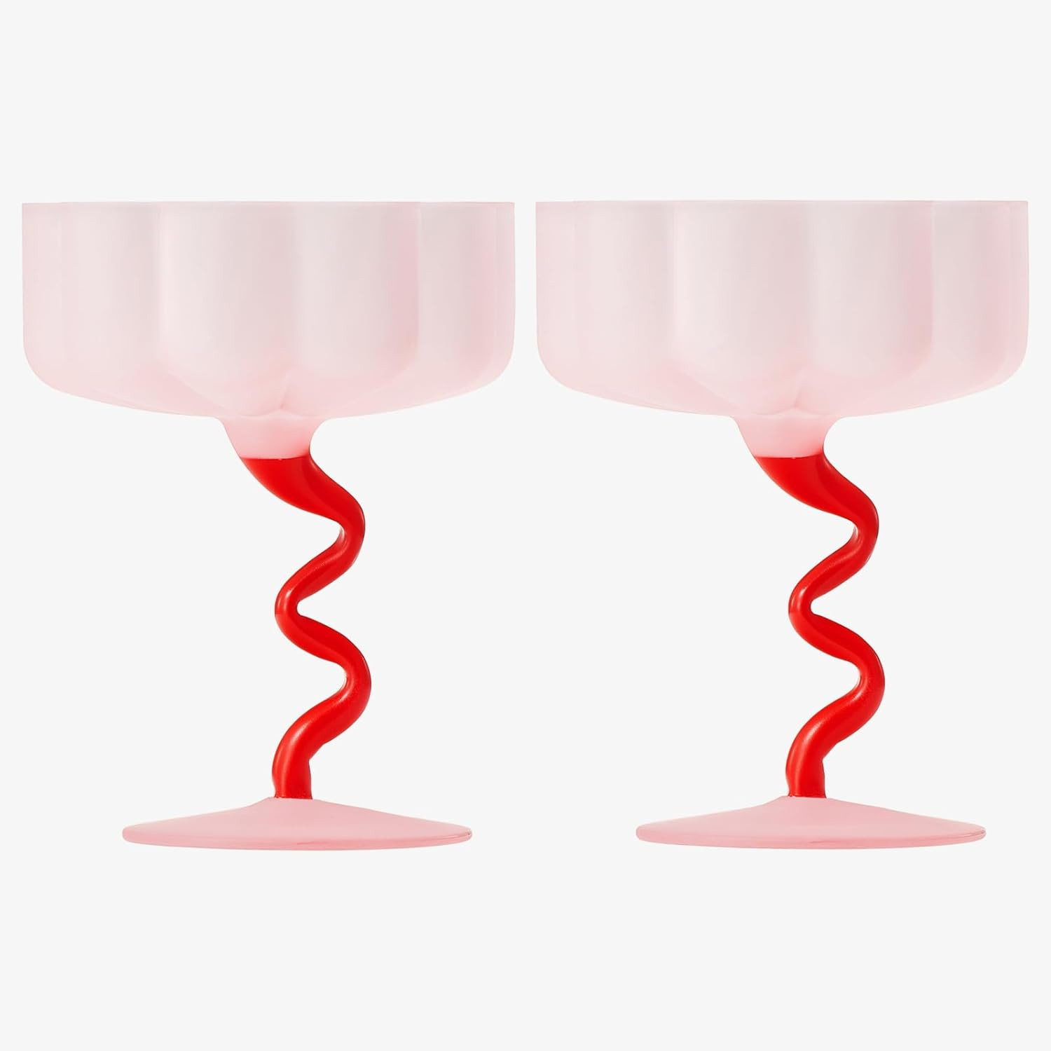 Khen Frosted Colored Unique Coupe Cocktail Glassware | Set of 2 | Pink & Red Colored Pastel Flowe... | Amazon (US)