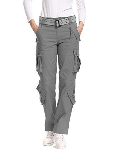 OCHENTA Grey Cargo Pants Woman, Pants for Women Trendy, Womens Cargo Pants with Pockets Work Y2K Size 10 | Amazon (US)