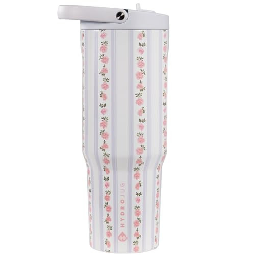 HydroJug Sport - Stainless Steel Tumbler with Straw, Vacuum Insulated, 40oz Leakproof Water Bottle, Ergonomic Design, Reusable, Dishwasher Safe, Rubber Base, Durable for Gym or Outdoors, Primrose | Amazon (US)