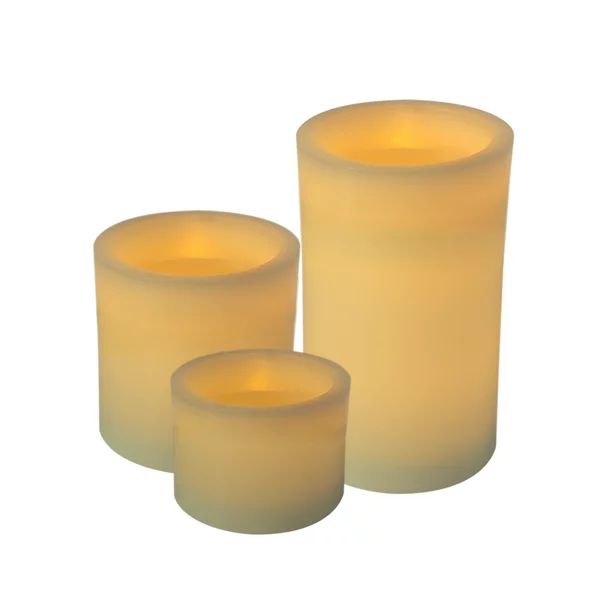 Mainstays 3-Pack Flameless LED Pillar Candle, White, Various Sizes - Walmart.com | Walmart (US)