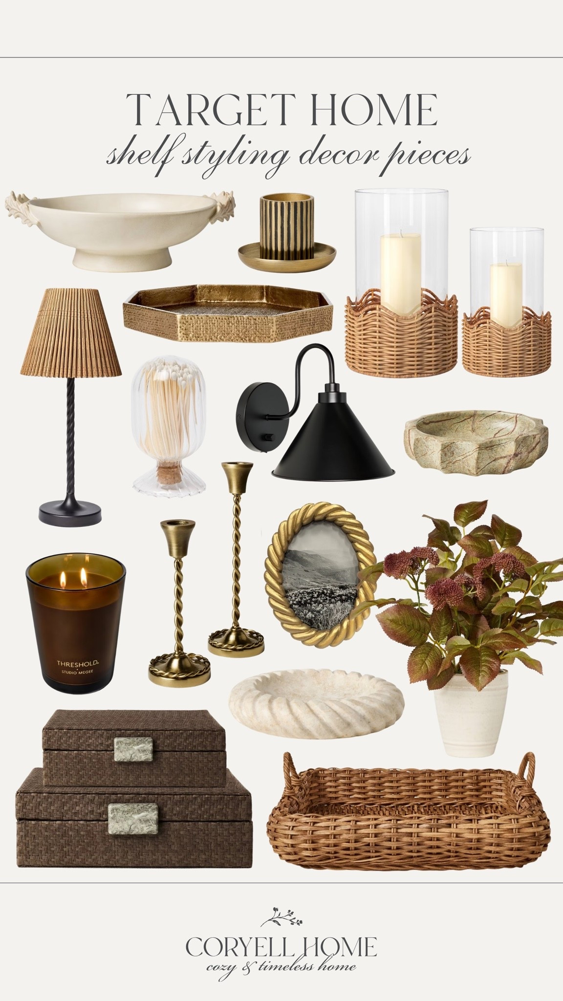 Shelf styling decor from Target 🤎 I love this mix of neutral, autumn decor as we transition from the summer season into cooler months ahead. Perfect decor from neutral home!