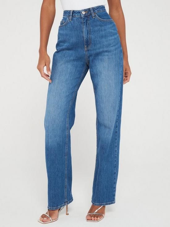 V by Very Wide Leg Jeans With Stretch - Mid Wash | Very (UK)