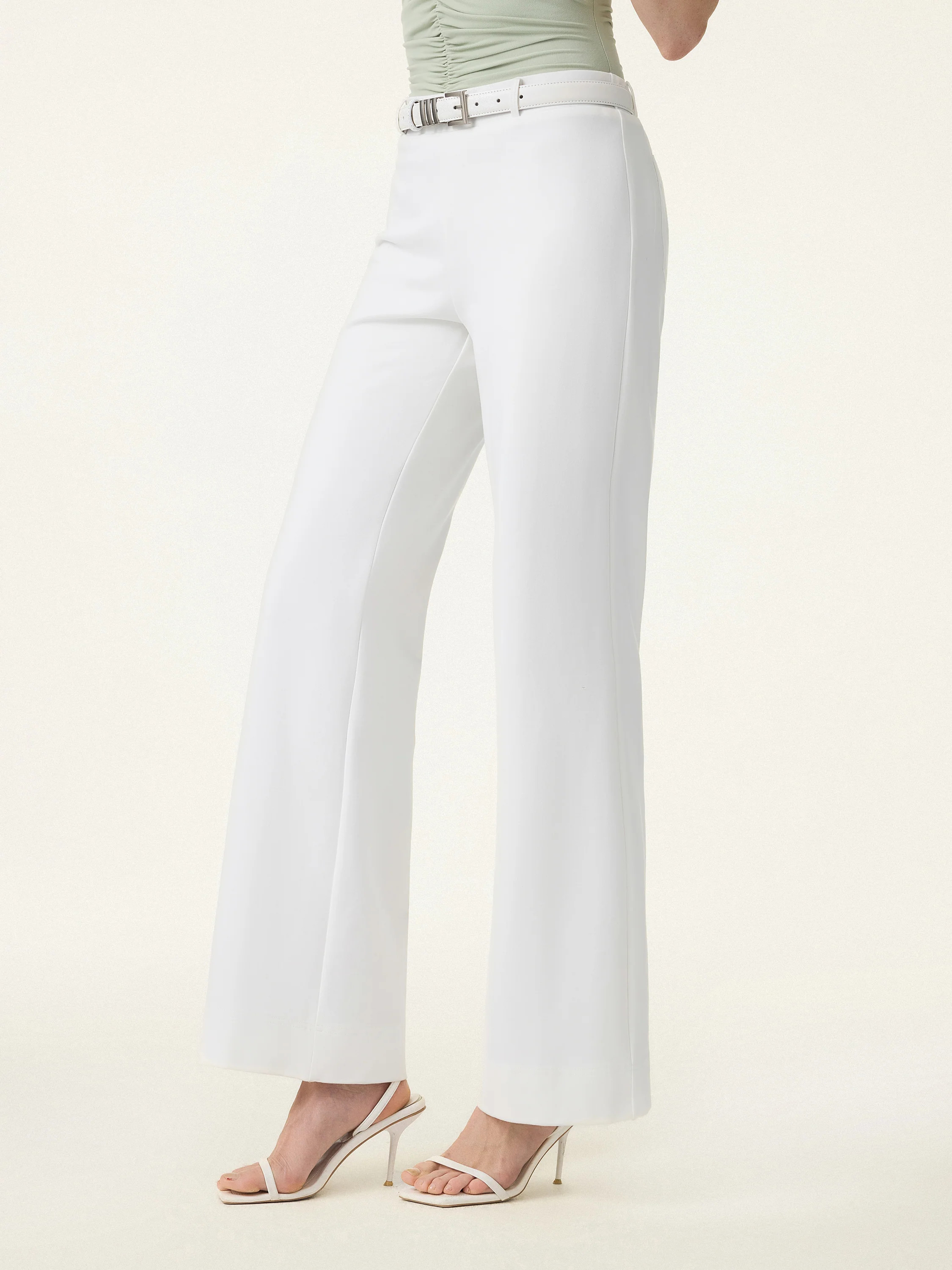 Not-See-Thru Drapey Mid Rise Wide Leg Pull-on Pants with Pockets | OGLmove