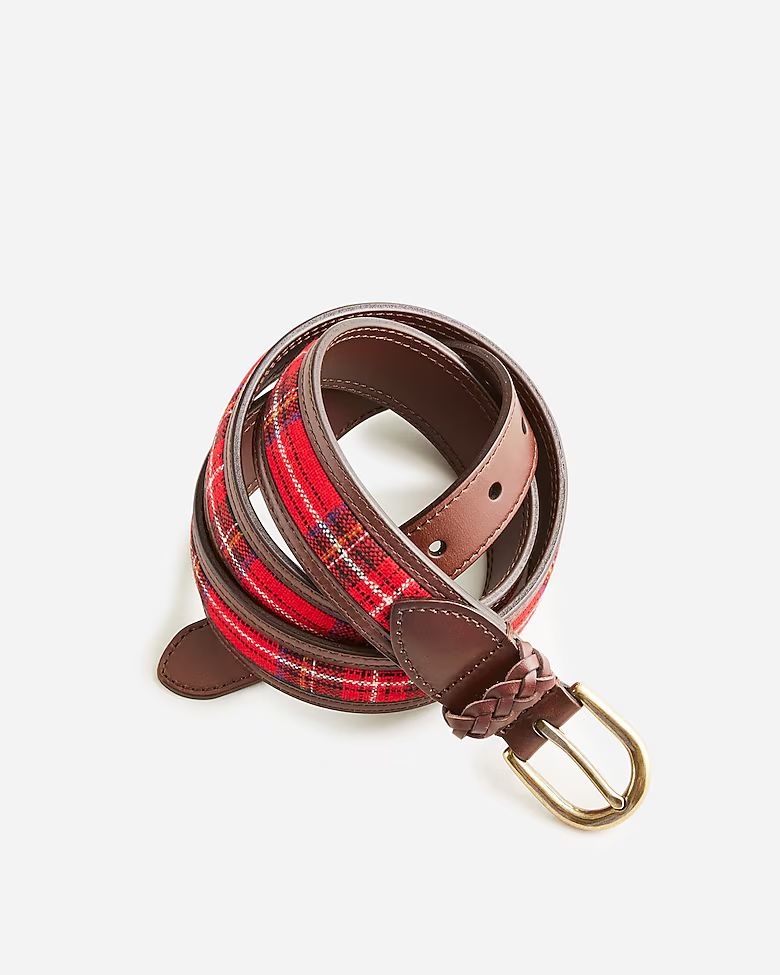 Leather belt with tartan cloth | J.Crew US