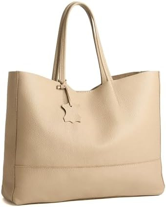 Italian Leather Tote Bag for Women - Large Shoulder Shopper, Fits 16” Laptop, Keychain Holder, ... | Amazon (US)