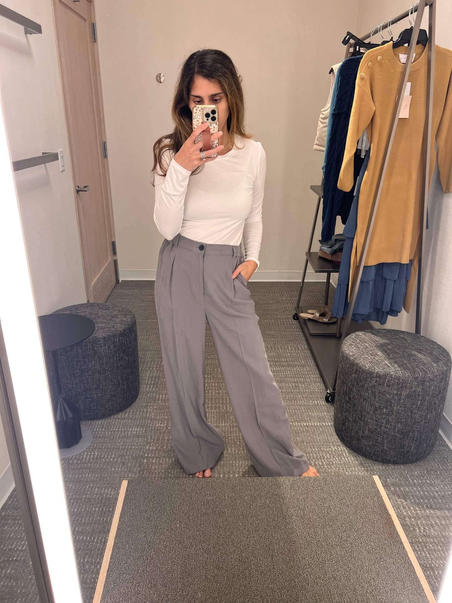 Nordstrom anniversary sale wide leg trousers and white long sleeve shirt 

#LTKxNSale