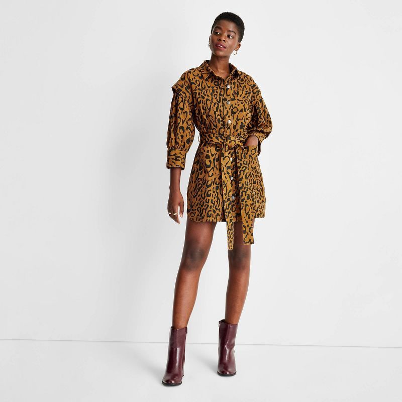 Women's Long Sleeve Utility Denim A-Line Dress - Future Collective™ with Kahlana Barfield Brown | Target