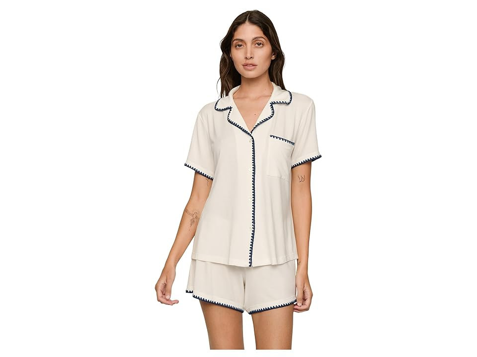 Eberjey Frida Relaxed Shorts Pj Set Women's Pajama Sets Ivory/Navy: MD | Zappos.com