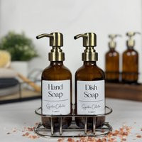 Amber Glass Hand Soap + Dish Dispenser Set | Signature Collection | Etsy (US)