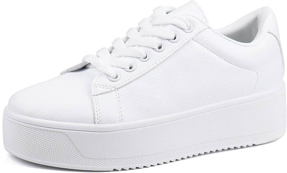 JABASIC Women Fashion Sneakers Low-top Lace-Up Stylish Walking Shoes Comfort Platform Sneakers | Amazon (US)