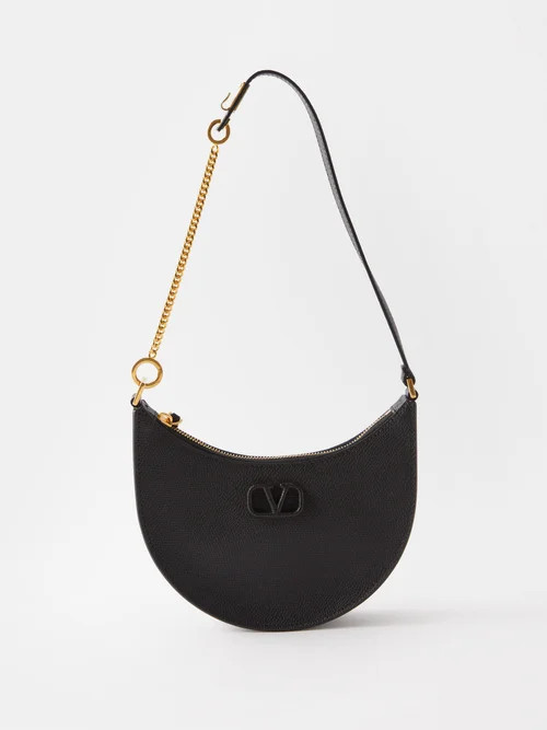 Valentino Garavani - V-logo Mini Logo-debossed Leather Shoulder Bag - Womens - Black | Matches (US)