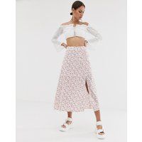 Resume Olive floral midi skirt with slit-White | ASOS CH