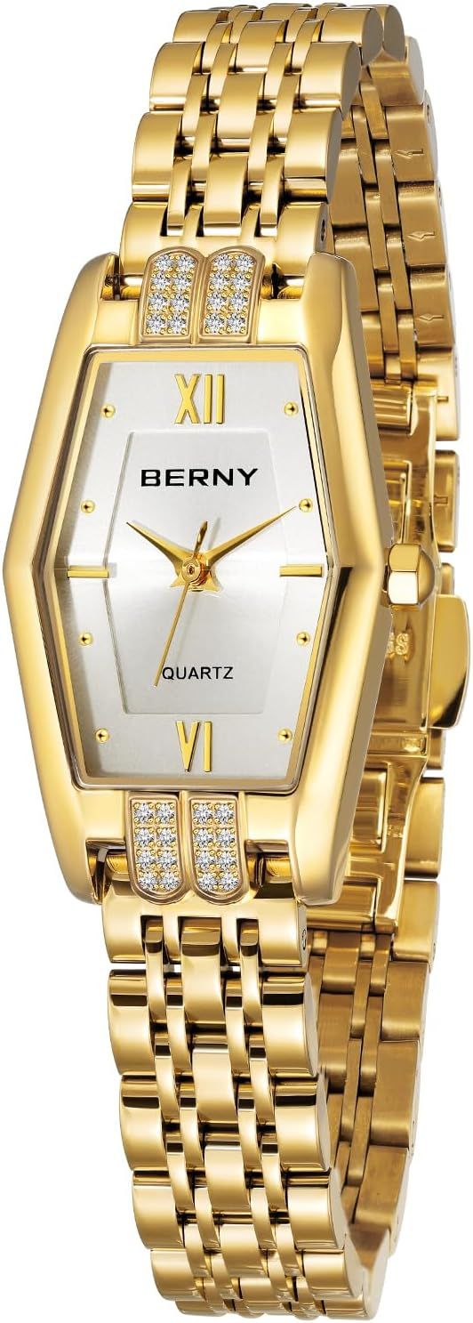 BERNY Gold Watches for Women Hexagon Ladies Quartz Wrist Watches Stainless Steel Band Small Analo... | Amazon (US)