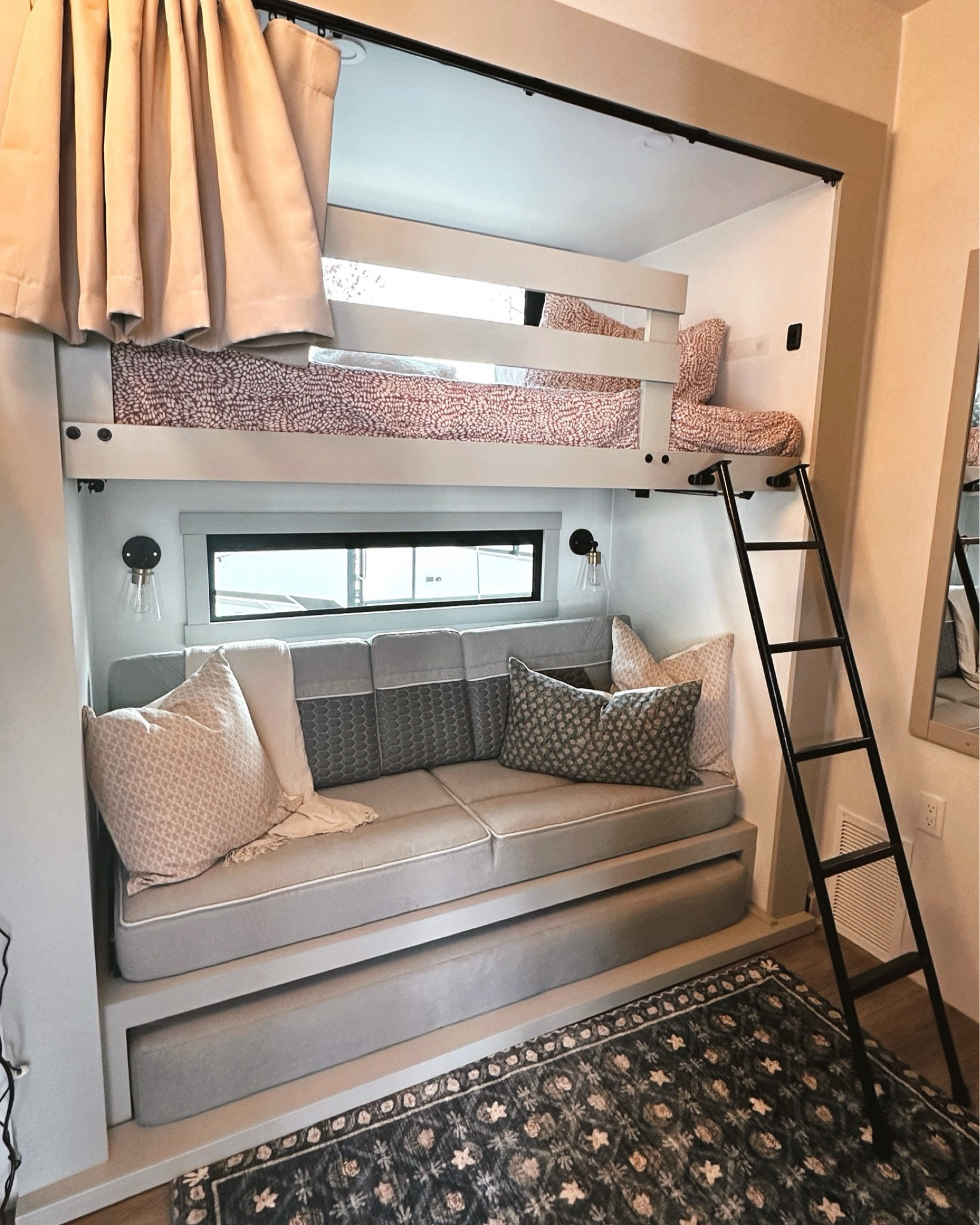 Girls bunk room bedroom with floral soft rug and pillows 🤍
 #loloi #bunkbeds
#LTKhome

#LTKstyletip #LTKfamily