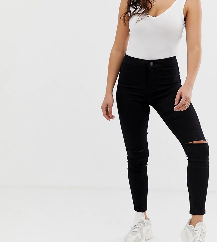 New Look Petite ripped skinny jeans in black | ASOS (Global)